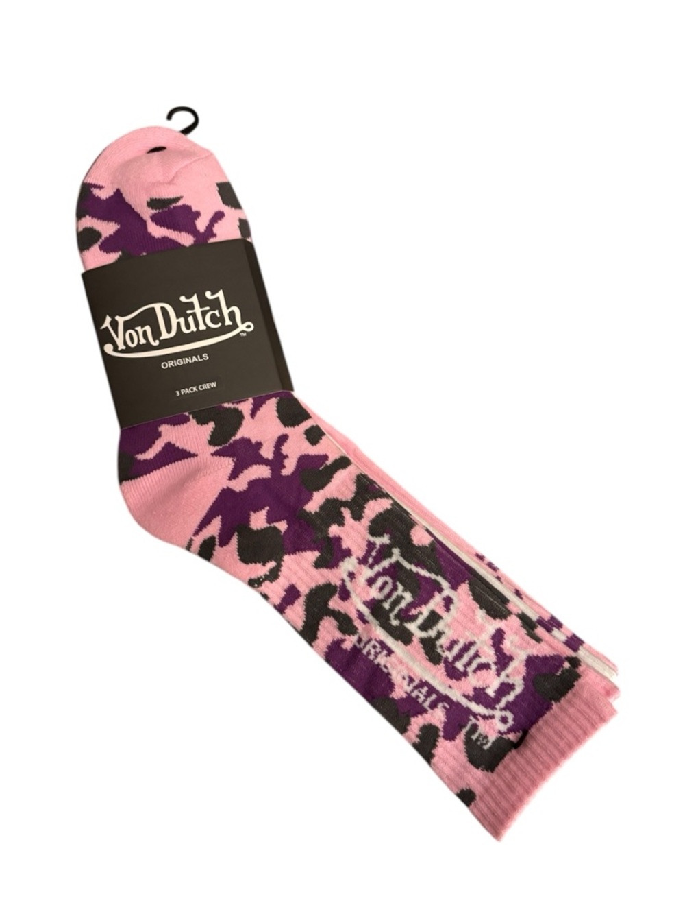 Von Dutch Pink & Purple Camo Crew Socks 3 Pack NWT